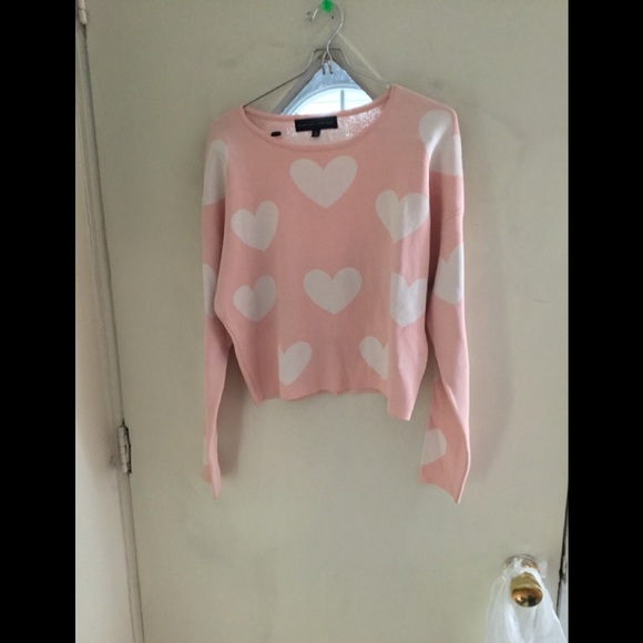English Factory | Sweaters | English Factory Light Pink And White Heart  Sweater | Poshmark
